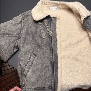 Men's Gray Sherpa-Lined Jacket